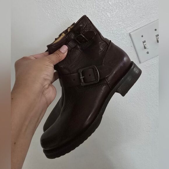 Frye The Vicky Buckle Boots Dark Brown Size 7 - Picture 4 of 11